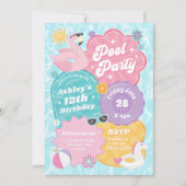 Invitation Fête de la piscine tropicale Rétro fête d'été (Devant)