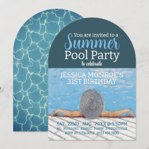 Invitation Fête de la piscine vintage Elegance Anniversaire