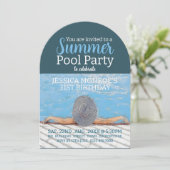 Invitation Fête de la piscine vintage Elegance Anniversaire (Debout devant)