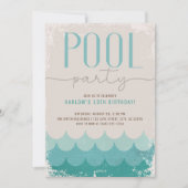 Invitation Fête de la piscine vintage Retro Waves (Devant)