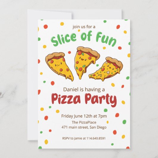 Invitation Fête de la pizza (Devant)