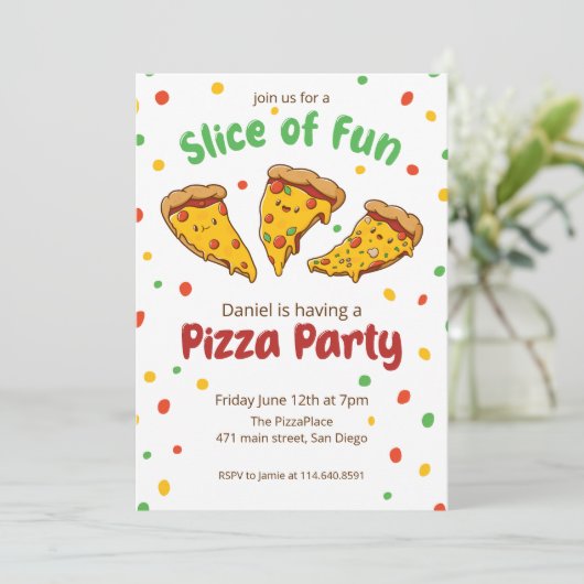 Invitation Fête de la pizza (Debout devant)