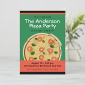 Invitation Fête de la pizza colorée (Debout devant)