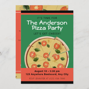 Invitation Fête de la pizza colorée