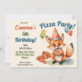 Invitation Fête de la pizza Cute Fox Anniversaire (Devant)