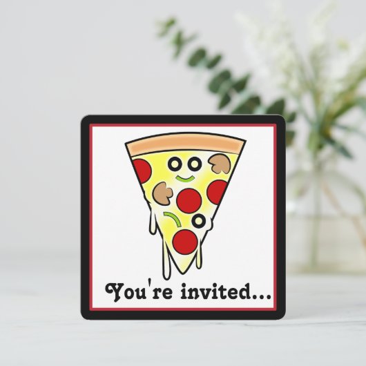 Invitation Fête de la pizza d'anniversaire (Debout devant)