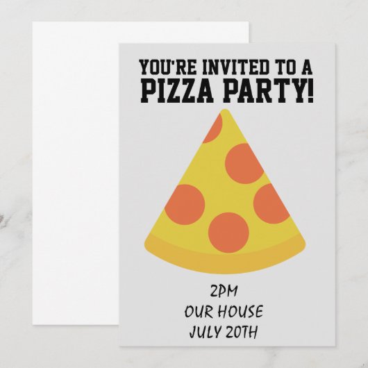 INVITATION FÊTE DE LA PIZZA !INVITATIONS (Devant / Derrière)
