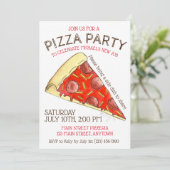 Invitation FÊTE DE LA PIZZA ! Pepperoni Fromage Pizzeria tran (Debout devant)