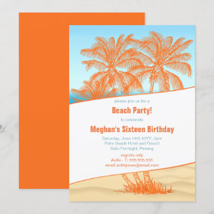 Invitation Fête de la plage de Copacabana et des palmiers