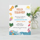 Invitation Fête de la plage d'été (Debout devant)