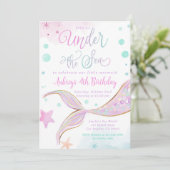 Invitation Fête de la poule d'anniversaire de la sirène sous (Debout devant)