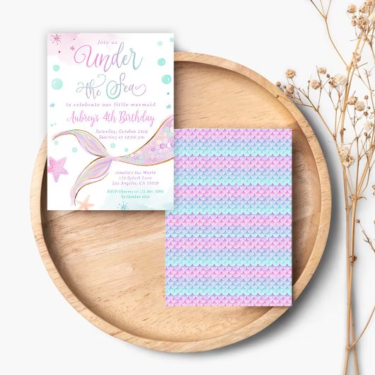 Invitation Fête de la poule d'anniversaire de la sirène sous