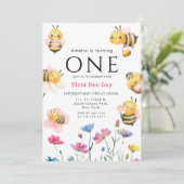 Invitation Fête de la première abeille bohème aux fleurs sauv (Debout devant)