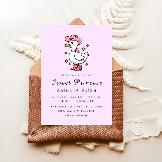 Invitation Fête de la Princesse Canard Rose