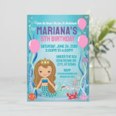 Invitation Fête de la princesse sirène (cheveux blonds) (Debout devant)