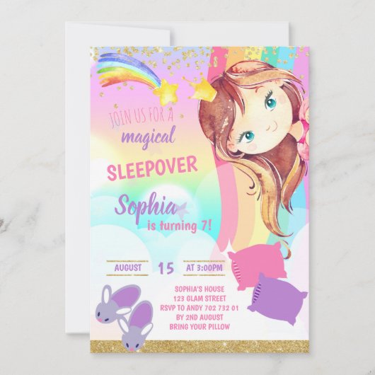 Invitation Fête de la princesse Sleepover (Devant)