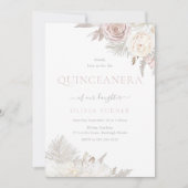 Invitation Fête de la Quinceanera Florale Blush & Ivory (Devant)