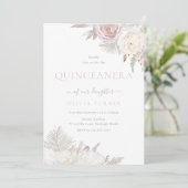 Invitation Fête de la Quinceanera Florale Blush & Ivory (Debout devant)