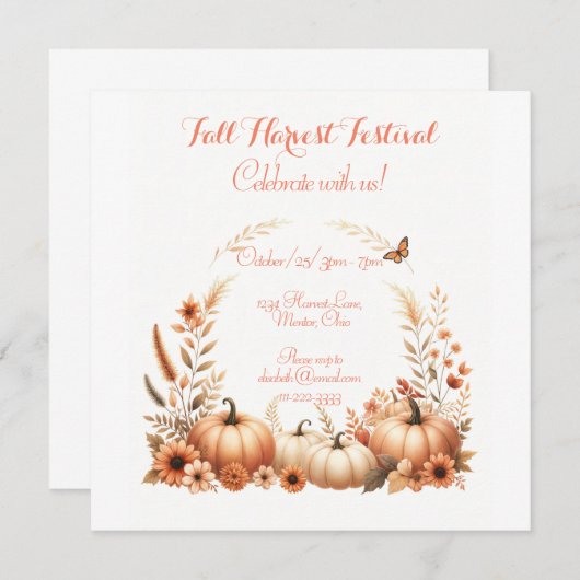 Invitation Fête de la récolte d'automne (Devant / Derrière)