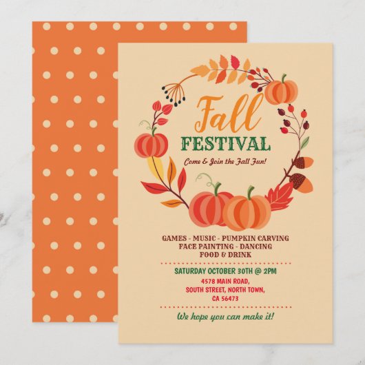 Invitation Fête de la récolte d'automne Festival de citrouill (Devant / Derrière)