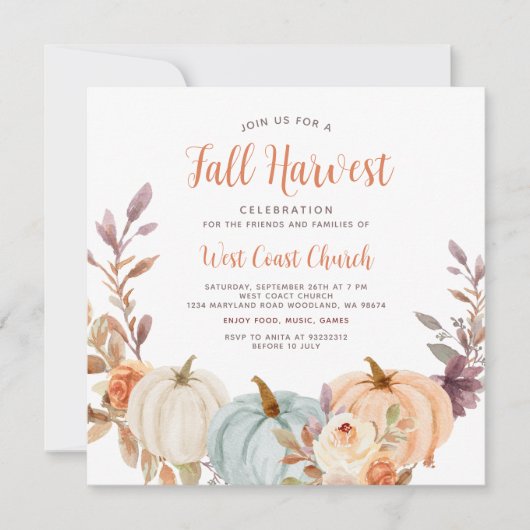 Invitation Fête de la récolte d'automne, fête d'automne, comm (Devant)