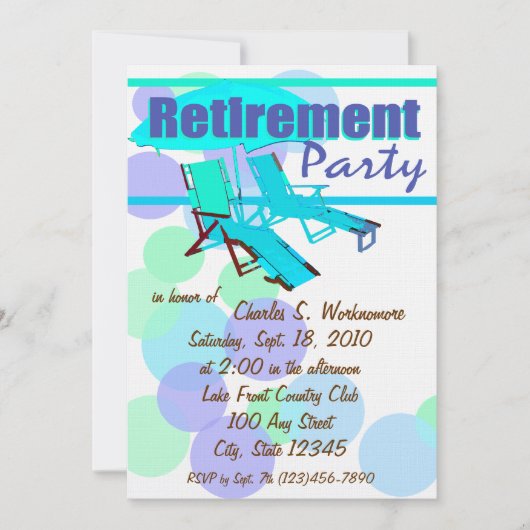 Invitation Fête de la retraite / Chaises longues (Devant)