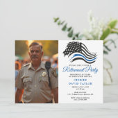 Invitation Fête de la retraite de la police Mince ligne bleue (Debout devant)