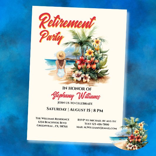 Invitation Fête de la retraite des femmes Beach Aloha Femme
