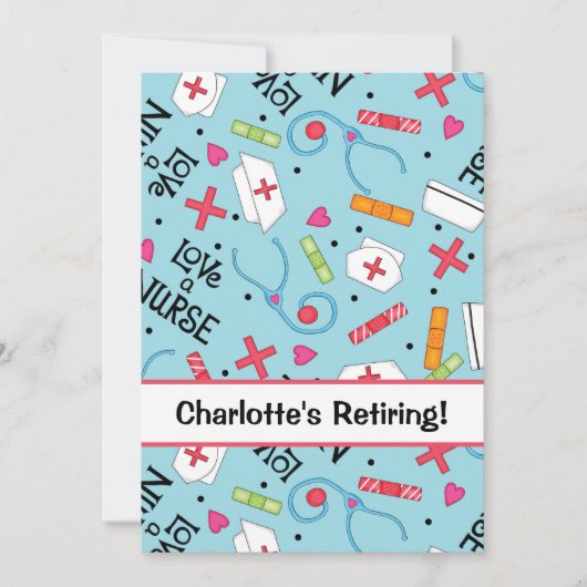 Invitation Fête de la retraite des infirmières Bleu Turquoise (Devant)