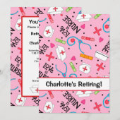 Invitation Fête de la retraite des infirmières rose (Devant / Derrière)