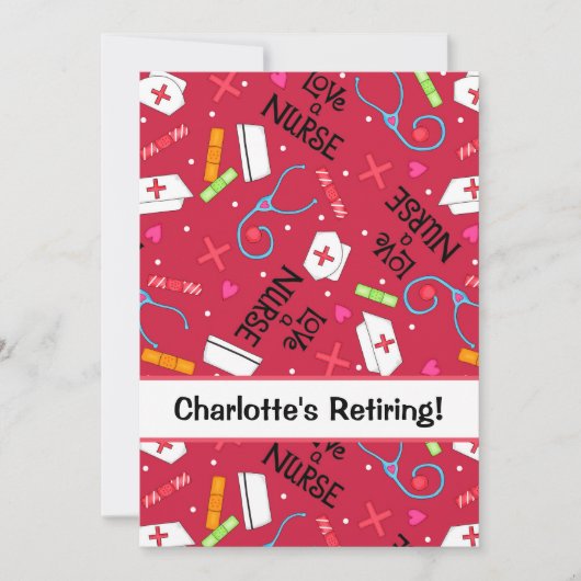 Invitation Fête de la retraite des infirmières Rouge (Devant)