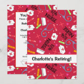 Invitation Fête de la retraite des infirmières Rouge (Devant / Derrière)