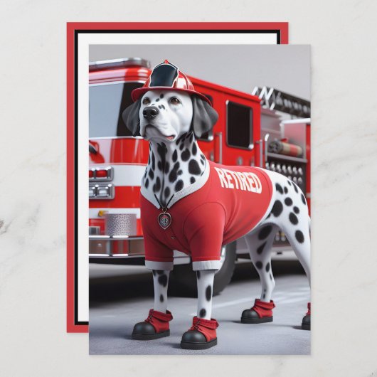Invitation Fête de la retraite des pompiers avec Chien de Dal (Devant / Derrière)