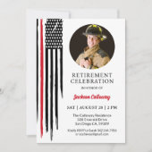 Invitation Fête de la retraite des pompiers, drapeau de la li (Devant)