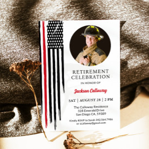 Invitation Fête de la retraite des pompiers, drapeau de la li