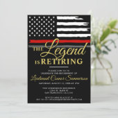 Invitation Fête de la retraite des pompiers Red Line Flag Fir (Debout devant)