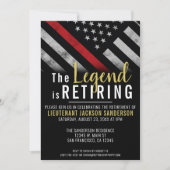 Invitation Fête de la retraite des pompiers Red Line Flag Fir (Devant)