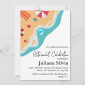Invitation Fête de la retraite du thème plage (Devant)