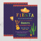 Invitation Fête de la retraite Fiesta Mexicaine Cactus Guitar (Devant / Derrière)