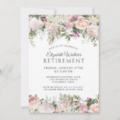 Invitation Fête de la retraite florale des Roses roses fémini (Devant)