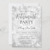 Invitation Fête de la retraite Glam Silver Champagne Sparkle (Devant)