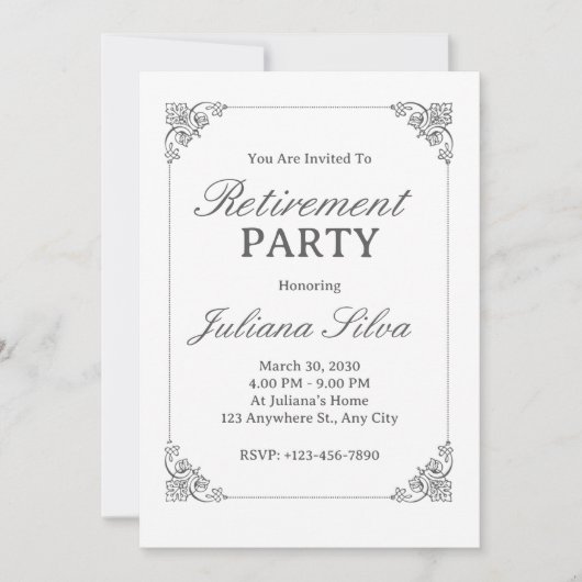 Invitation Fête de la retraite simple (Devant)