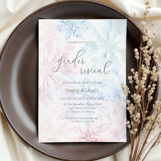 Invitation Fête de la révélation de genre d'hiver Pink Blue S