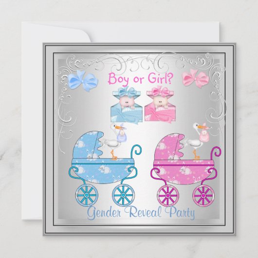 Invitation Fête de la révélation de genre garçon ou fille arg (Devant)