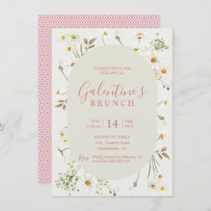 Invitation Fête de la Saint-Galentin Boho Daisy Floral Invita