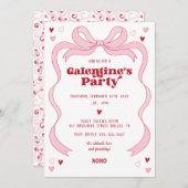 Invitation Fête de la Saint-Galentin Brunch Party Pink Bow (Devant / Derrière)