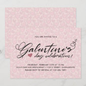 Invitation Fête de la Saint-Galentin élégante à la rose noire (Devant / Derrière)