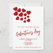 Invitation Fête de la Saint-Galentin Red Hearts Friends Party (Devant)