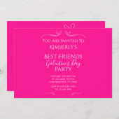 Invitation Fête de la Saint-Galentin rose chaud moderne (Devant / Derrière)
