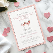 Invitation Fête de la Saint-Galentin rose mignonne Fille Brun